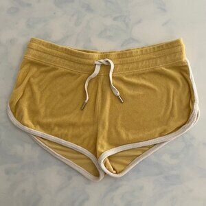 H&M Butter Yellow Retro Terry Cloth Drawstring Booty Shorts